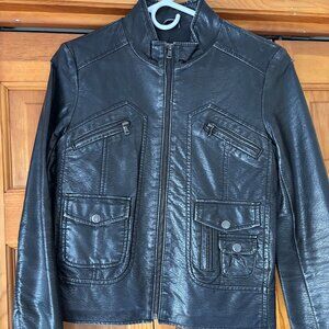 Vintage black leather jacket by American Rag - size Small